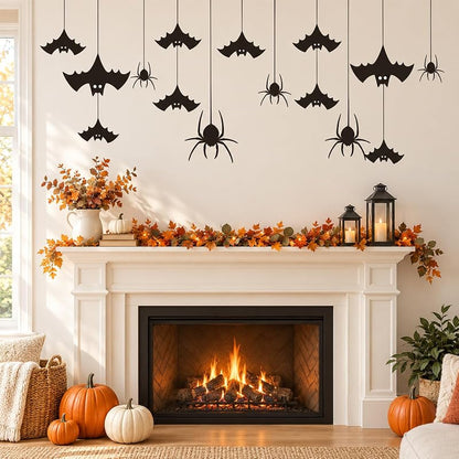Halloween Wall Decals - Hanging Bat and Spider Silhouette Kit (Variation: Spider)