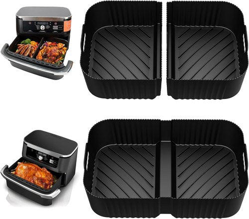 HOMELYLIFE Air Fryer Silicone Liners - 3 Pcs Set for Ninja DZ071 7-QT & Dual 3.5QT Baskets