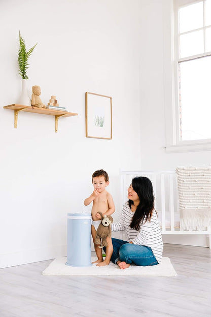 Ubbi Steel Diaper Pail - Odor Locking Design | No Special Bags Needed | Award-Winning | Cloudy Blue