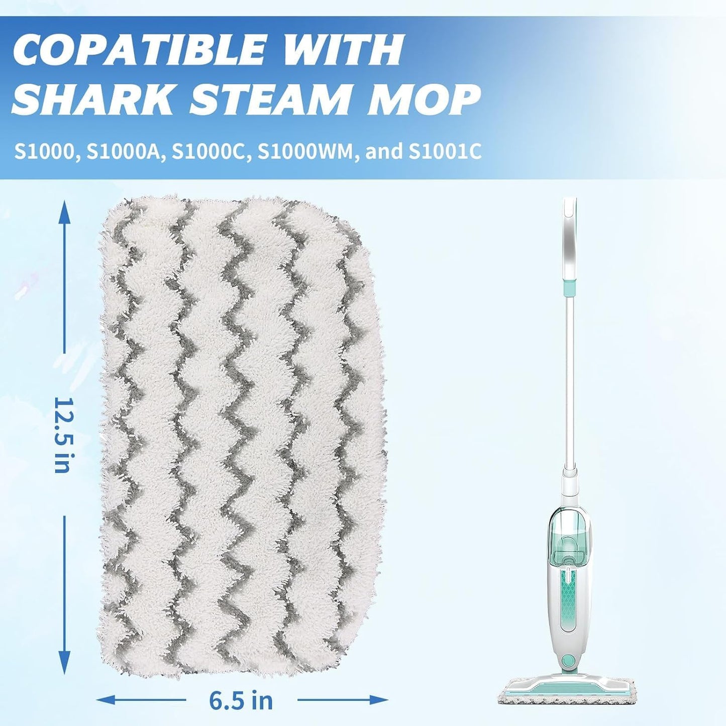 Shark 6-Pack Thickened Steam Mop Replacement Pads - Durable Microfiber, Washable for Pet Owners & Families