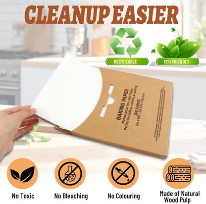 200 Pcs Skiennix 8x8 Inch Parchment Paper Sheets - Food Grade Non-Stick Baking Liners for Cake Pans & Air Fryers