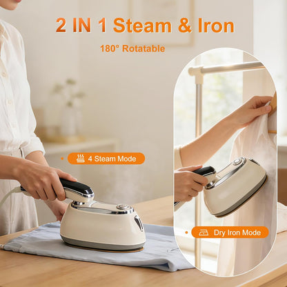 Skiennix 2-in-1 Garment Steamer - 1200W Handheld Clothes Steamer with LED Display & 15s Heat-Up