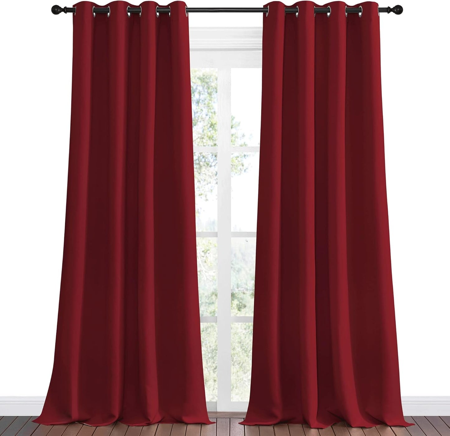 NICETOWN Burgundy Red Blackout Curtains - Thermal Insulated Grommet Draperies, 55" x 90" for Holiday Decor