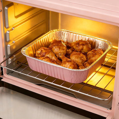 Regine Switzerland 35-Pack Pink 8x8 Inch Disposable Aluminum Pans - With Lids, Stickers & Spoons for Parties