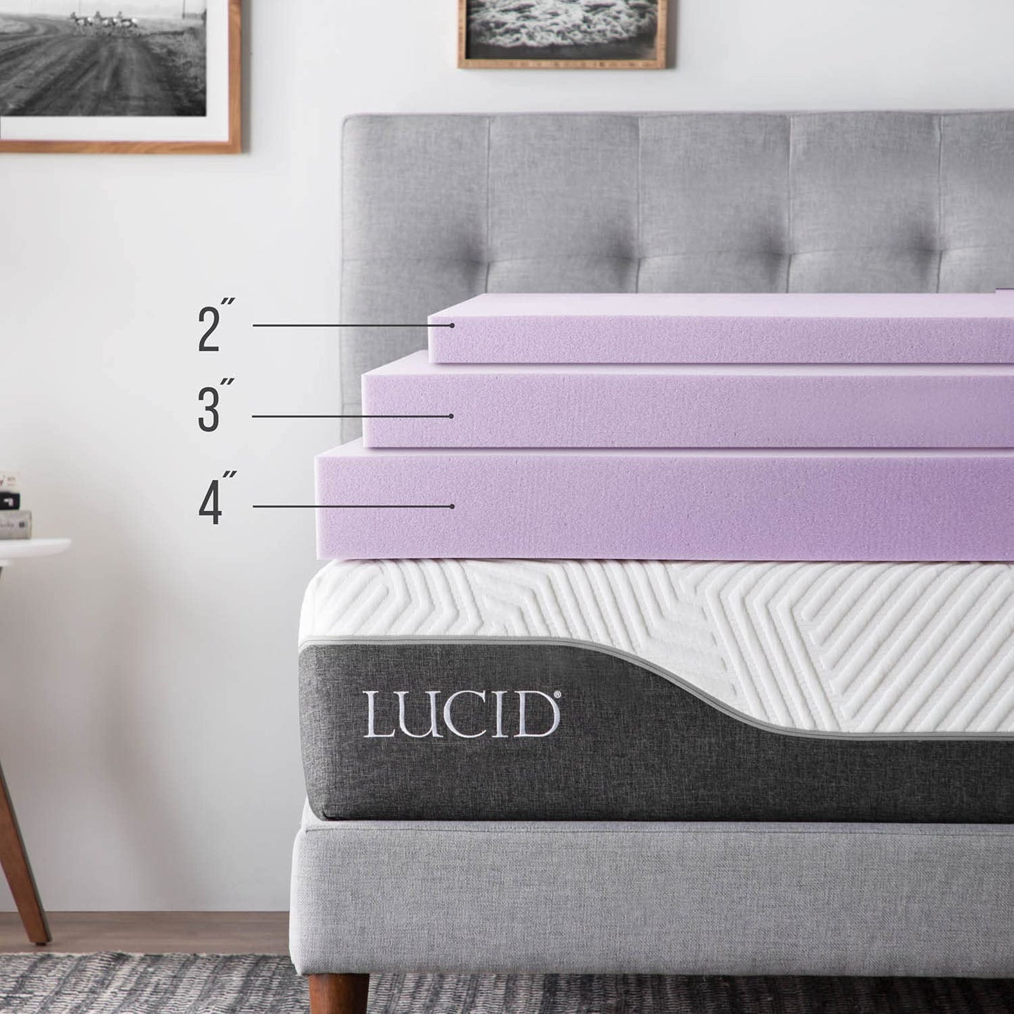 LUCID Lavender Infused Memory Foam Mattress Topper, Twin XL, 3 Inch, Ventilated Design - Lavender Topper