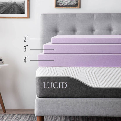 LUCID Lavender Infused Memory Foam Mattress Topper, Twin XL, 3 Inch, Ventilated Design - Lavender Topper