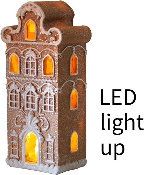 Cynkeyee Gingerbread House | Festive Indoor Christmas Decorations | 2.5x2x5.5 Inch Resin Village Decor