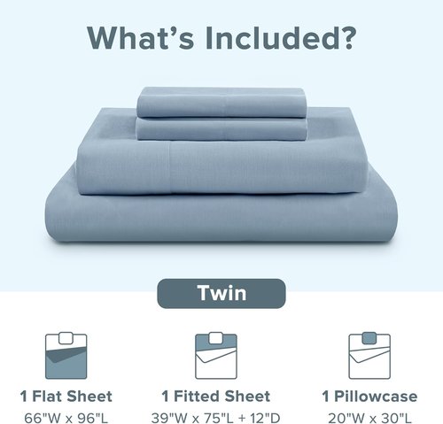 Comfort Spaces 100% Cotton Sheet Set - Breathable & Soft Twin Blue Bedding with 12" Elastic Pocket