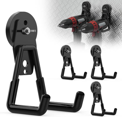 Skiennix Heavy Duty Magnetic Hooks - 4 Pack Large Utility Hooks for Garage Storage | Black