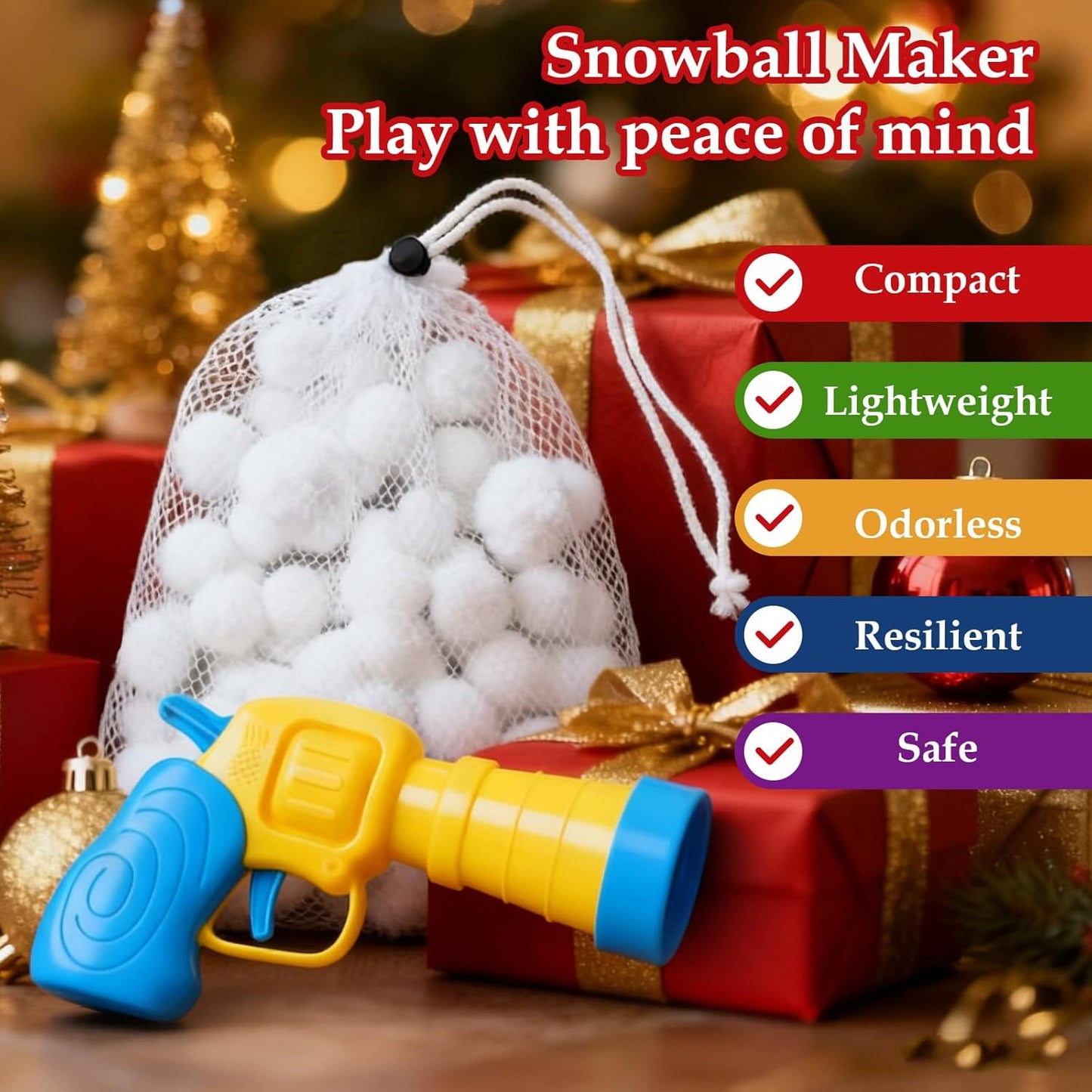 Vodolo Fake Snow Balls - 100 PCS Soft Indoor Snowball Fight Set with Launcher | Winter Fun Essentials