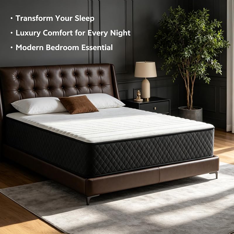Full Size Mattress 12-Inch Hybrid – Boxed Full, Gray/Black Variation
