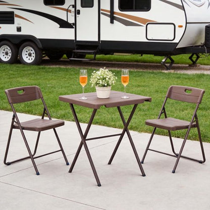 FurniEdge Folding Table, Portable Square Foldable Table No Assembly, Heavy Duty Steel Frame Indoor Outdoor Camping Patio Table with 400 LBS Capacity, Picnic Card Table for Backyard, RV, Small Spaces