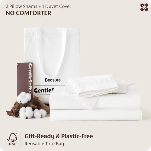 Bedsure 100% Cotton Percale Duvet Cover Queen, Luxury Hotel Duvet Cover, Rope Weave White Comforter Cover, PureWoven Breathable & Lightweight Bedding Set for All Season, 3 Pieces, 90"x90"