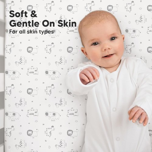 KeaBabies Organic Crib Sheets - 2-Pack Fitted Jersey Cotton for Boys & Girls | Soft, Breathable 52x28 Inches