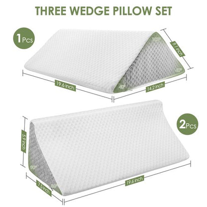 Bed Wedges & Body Positioners 3 in 1, Wedge Pillow for Back Pain Relief, Triangle Bed Wedge Pillow for Side Sleeping, Elderly, Bed Sores, After Surgery, Knees Elevated, Pregnancy