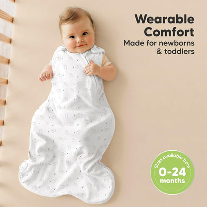 Skiennix Organic Baby Sleep Sacks - Soft & Breathable 100% Cotton Wearable Blankets | 0.5TOG, 6-18 Months (Bunnies, M)