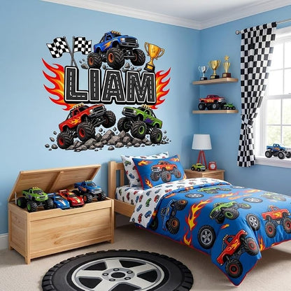 Personalized Monster Truck Wall Decal for Boys – Style 2