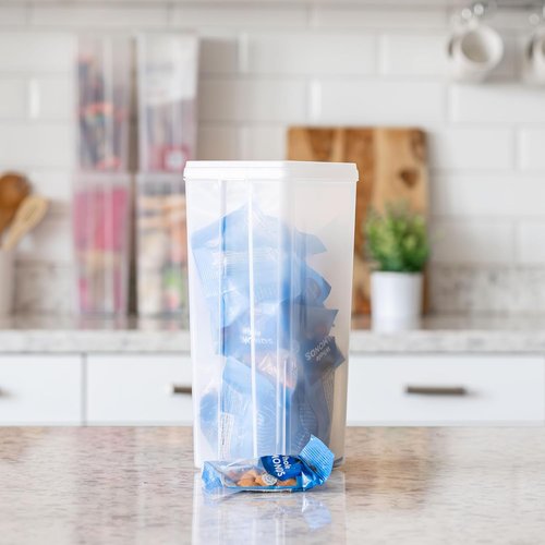IRIS USA Vertical Storage Containers - Stackable Clear Bins with Lids for Home & Office Organization | 6 Pack