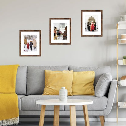 10x14 Picture Frame Set of 6 for 30 x 40 cm Diamond Art Painting, Display 8.5x11 with Mat or 10x14 without Mat, Wood 10 x 14 Wall Gallery Poster Photo Frames Bulk with 8.5x11 Mat,6 Pack, Deep Brown