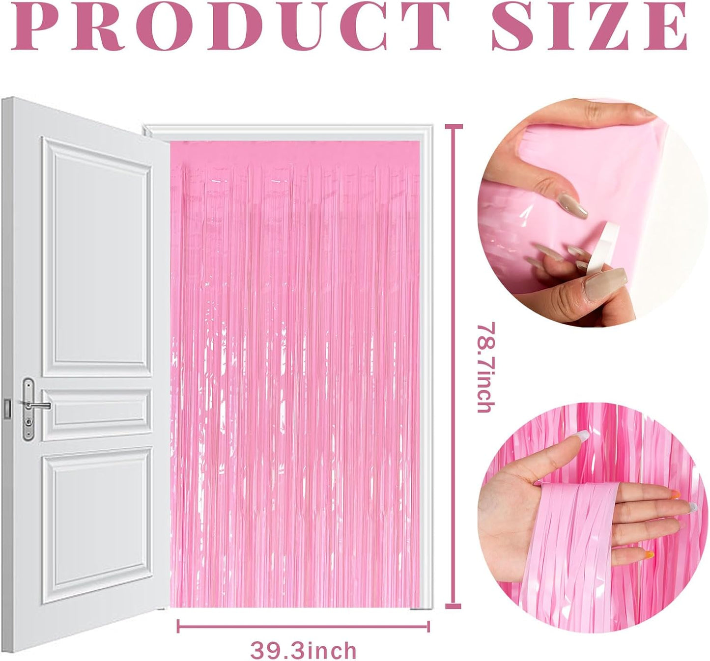 Skiennix 5 Pack Pink Tinsel Curtain - Foil Fringe Backdrop for Birthday & Graduation Parties