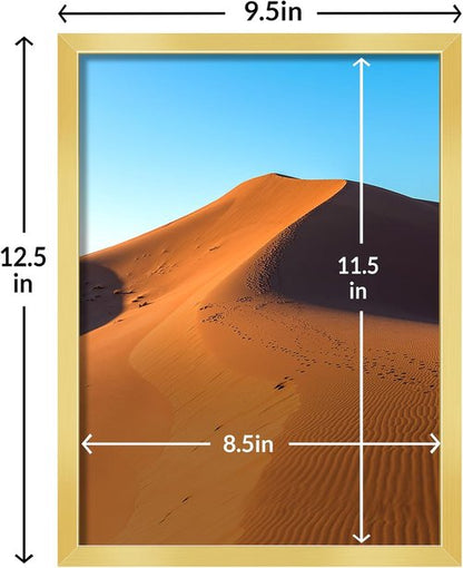 LaVie Home 9x12 Gold Picture Frame - HD Plexiglass Wall Display for Vertical or Horizontal Use