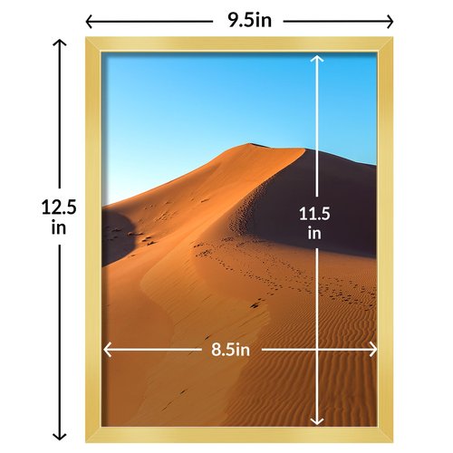 LaVie Home 9x12 Picture Frame for Wall Display, 9x12 Gold Picture Frame with HD Plexiglas, 9 x 12 Poster Frame 1 Pack, Display Frame for Vertical or Horizontal, Classic Collection