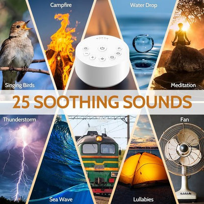 Color Noise Sleep Sound Machine - 25 Soothing Sounds, 32 Volume Levels & 5 Timers for Home