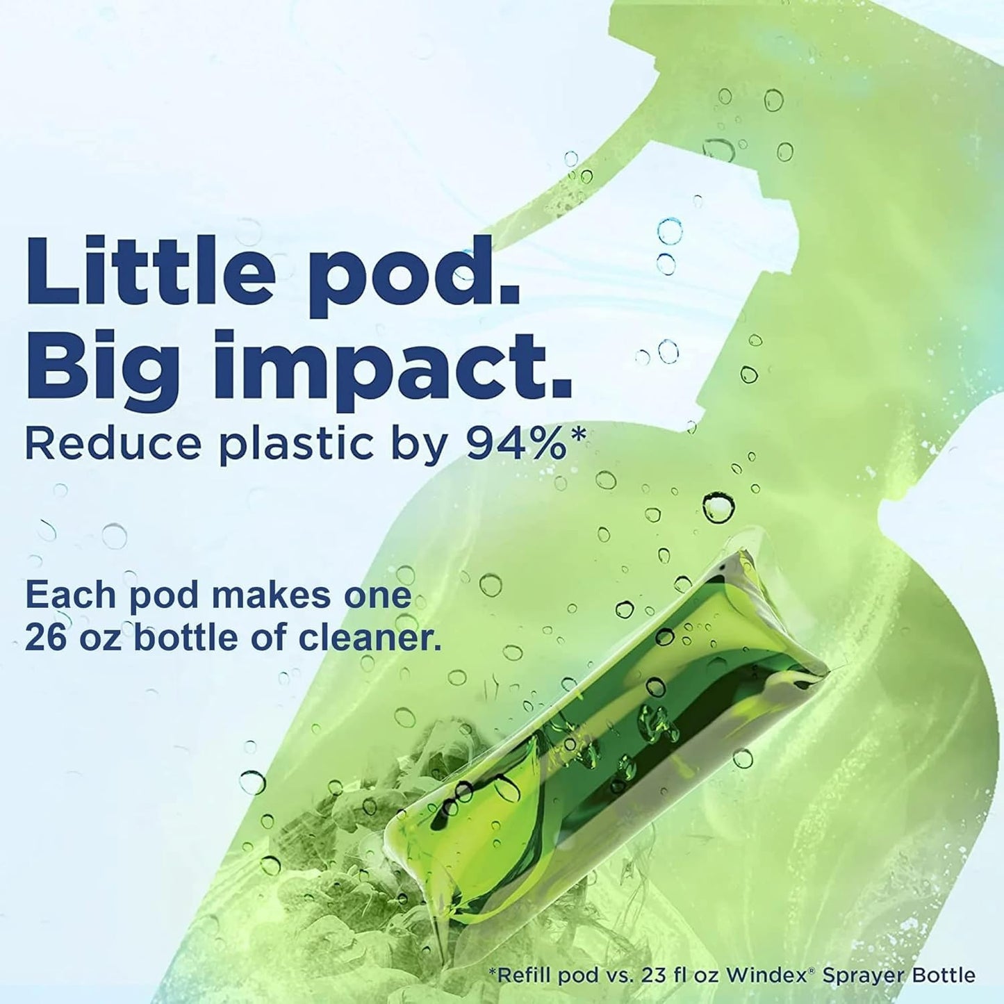 Windex 1 Gallon Refill, Glass Cleaner Refill 1 Gallon Original - With 1 Dissolve Pod - Makes 26oz