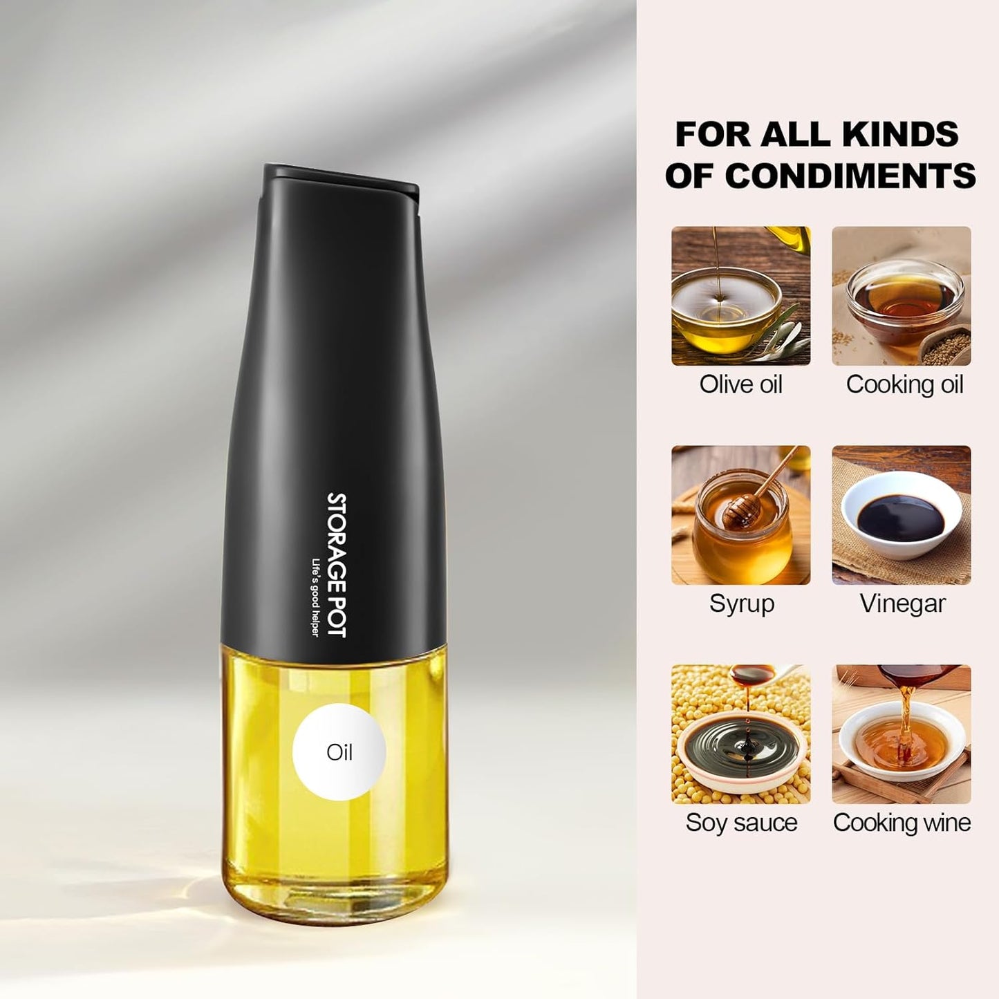 YARRAMATE Olive Oil Dispenser - Large Capacity 500ml | Leak-Proof Glass Drizzler in Black