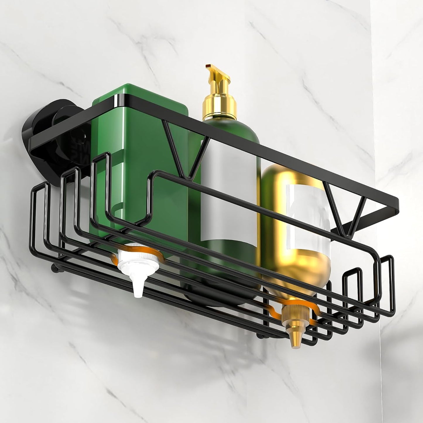 ZUNTO Shower Caddy | 3-Piece Suction Cup Organizer Set with Soap Holder & Hooks - No Drilling Required