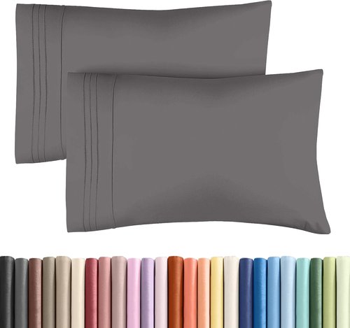 King Standard Pillow Cases - Soft Hotel Quality Covers | Comfy, Fade-Free & Wrinkle Resistant - Dark Grey - Set of 2