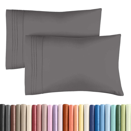 Standard Pillow Cases Set of 2 - Ultra-Soft Hotel Quality Pillowcase Covers - Comfy & Wrinkle Free - Stain & Fade Resistant - Machine Washable Pillow Protectors - 2 Piece Set - Standard Size Dark Grey