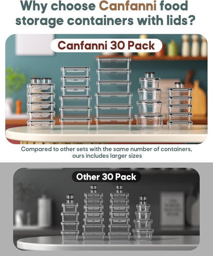 Skiennix 60 PCS Food Storage Containers - Airtight & Leak-Proof Set for Kitchen | BPA-Free, Microwave Safe