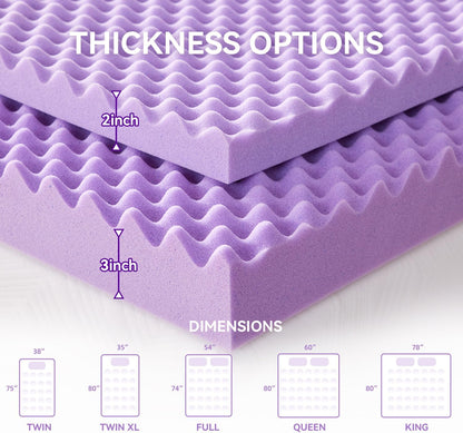 SINWEEK 2-Inch Egg Crate Memory Foam Mattress Topper - Twin Size, Soft Pad for Back Pain Relief