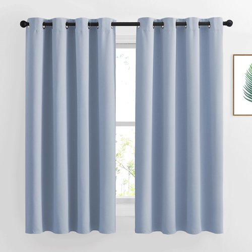 NICETOWN Blackout Curtains for Bedroom 63 inch Length 2 Panels - Window Treatment Thermal Insulated Solid Grommet Blackout for Living Room (52 by 63 Inch,Vintage Blue)