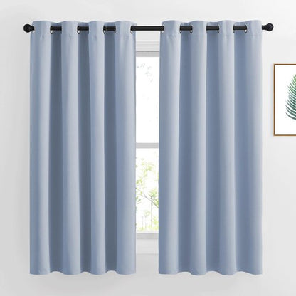 NICETOWN Blackout Curtains for Bedroom 63 inch Length 2 Panels - Window Treatment Thermal Insulated Solid Grommet Blackout for Living Room (52 by 63 Inch,Vintage Blue)
