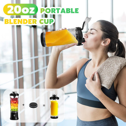 Skiennix Portable Blender - 20 OZ Personal Juicer for Smoothies & Shakes | USB-C Rechargeable, Travel Lid