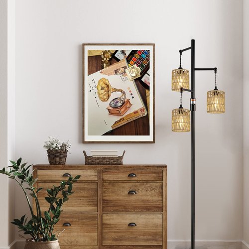 4 Pack Rattan Lamp Shade, Small Boho Lamp Shades Replacement, 5.9in Height, 5in Diameter, 1.53in Fitter, Cylinder Woven Lampshade for Floor Lamps, Pendant Light, Chandelier, Wall Sconces Light Fixture