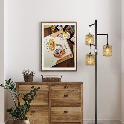 4 Pack Rattan Lamp Shade, Small Boho Lamp Shades Replacement, 5.9in Height, 5in Diameter, 1.53in Fitter, Cylinder Woven Lampshade for Floor Lamps, Pendant Light, Chandelier, Wall Sconces Light Fixture