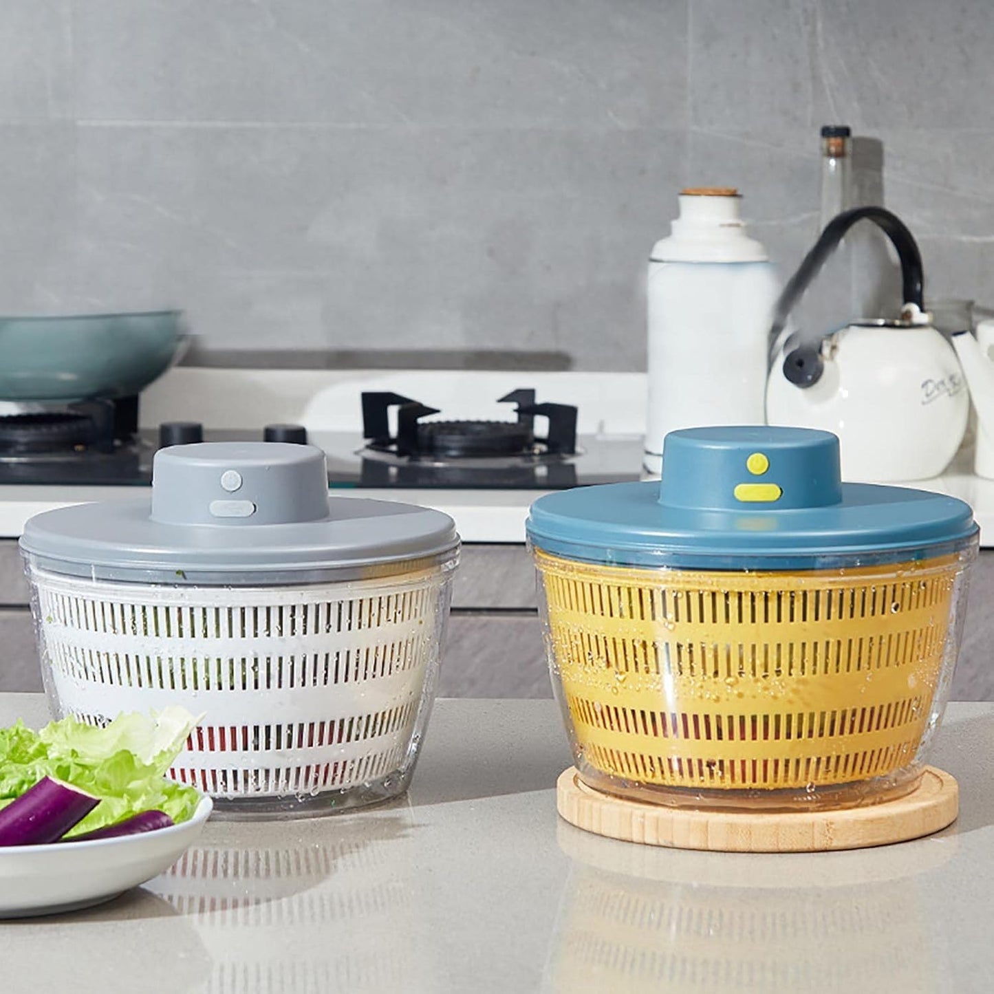 Skiennix Large Salad Spinner - 3-in-1 Vegetable Wash Bowl & Lettuce Cleaner | 4.22Qt Quick Drainage Mixer