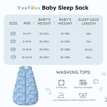 Yoofoss Baby Sleep Sack 12-18 Months, 1.5 Tog Baby Wearable Blanket with 2-Way Zipper, 100% Cotton Organic Fabric Winter Infant Sleeping Sack, Warm Soft Comfy
