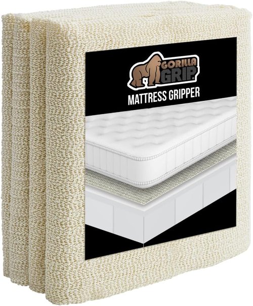 GORILLA GRIP Non-Slip Mattress Gripper - Prevents Sliding & Keeps Bed in Place | Easy Trim Pads, Queen