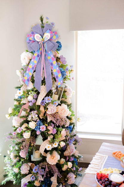 BUVANE Easter Wreath Bows - Large Purple Burlap Bunny Bows for Indoor & Outdoor Holiday Decor