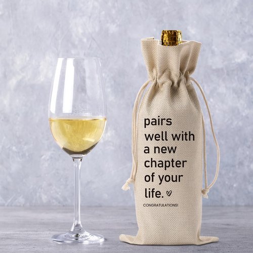 BQXS Going Moving Leaving Away Retirement Gifts for Women Friends Coworkers Farewell Gifts Wine Bag Party Decorations New Home Job Beginning Gifts Pairs Well With A New Chapter Wine Bag