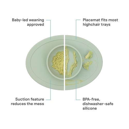 ezpz Tiny Bowl - Sage 100% Silicone Suction Bowl for Infants | Perfect for Baby-Led Weaning