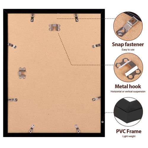 Fixwal Diamond Art Frames 12x16 Picture Frame Set of 6 with Shatter Resistant Plastic Glass, Thin Border Light Weight Poster Frames for Wall Gallery Display Diamond Art Painting, Black