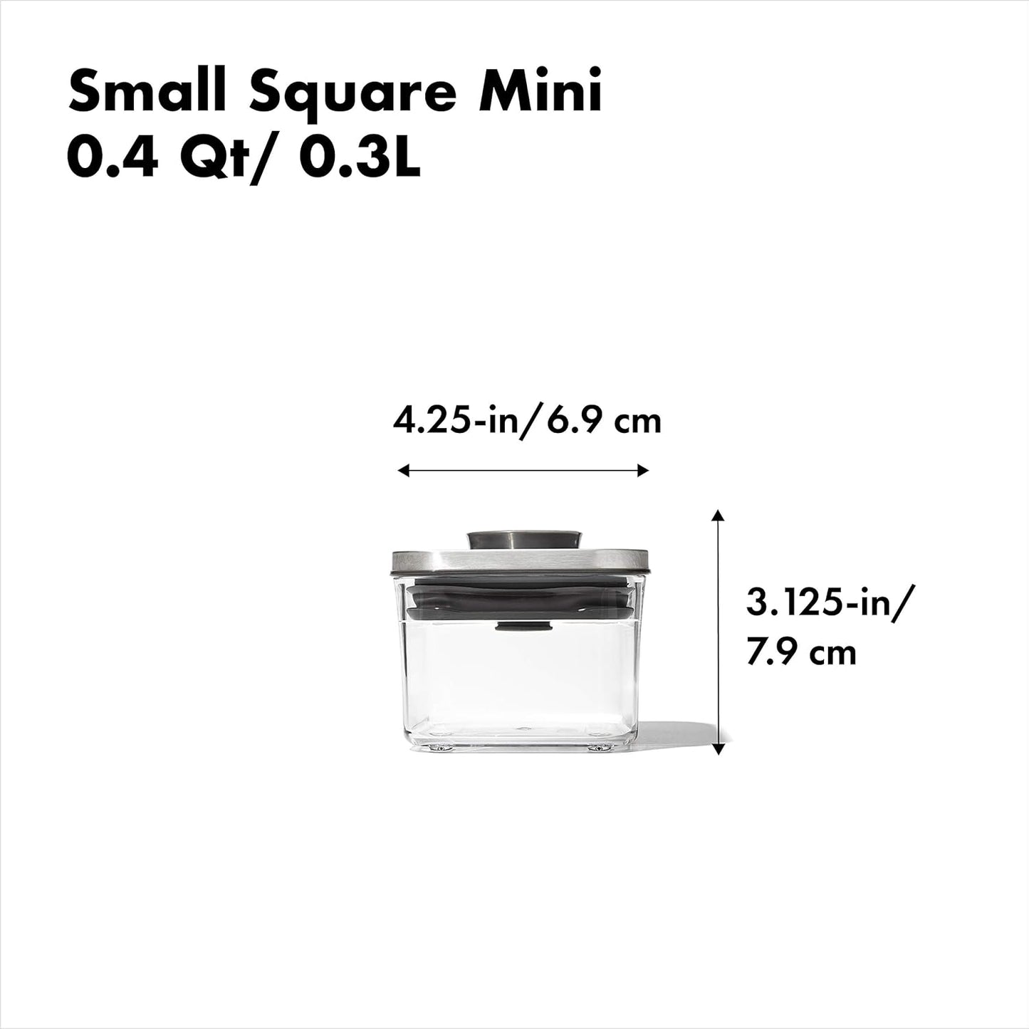OXO STL Pop Small Square Mini Container - 0.4 QT/0.4 L | Airtight Food Storage Solution