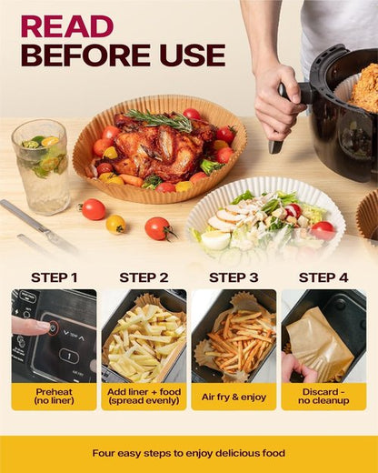 Katbite Air Fryer Liners - 8-Inch Square Non-Stick Parchment Paper for Easy Cleanup | 130 Count