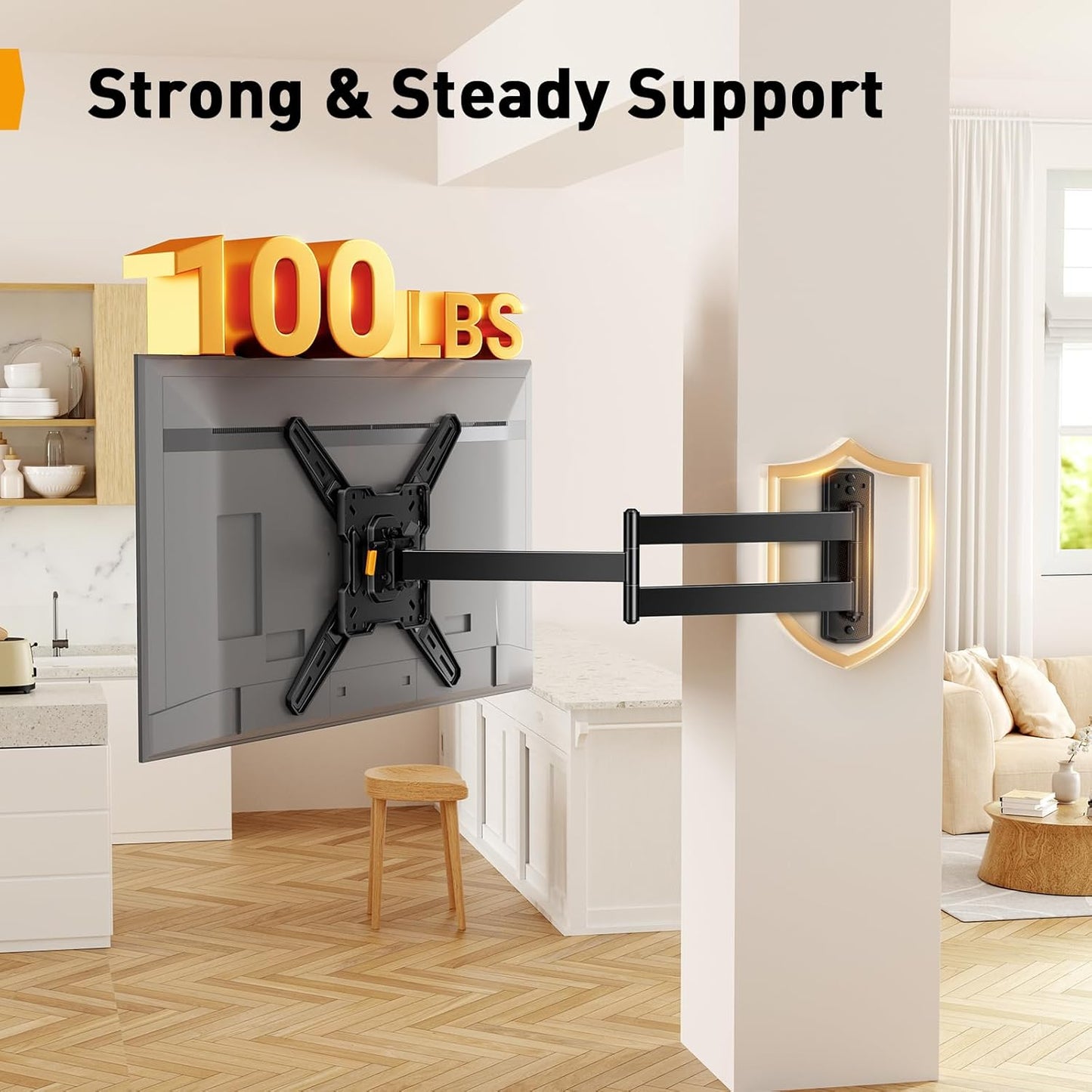 Perlegear Long Arm TV Wall Mount - Full Motion for 26-70 Inch TVs Up to 100 lbs | 31.65” Extension, Swivel & Tilt