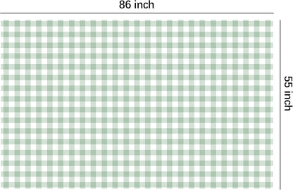 Sage Green Gingham Tablecloths - 3 Pack Disposable Plaid Party Supplies | 55in x 86in for Events